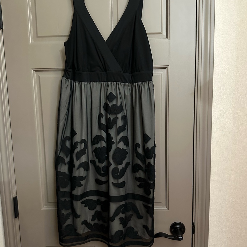 INC International Concepts Black and Gray Midi Dress 1X Plus Size